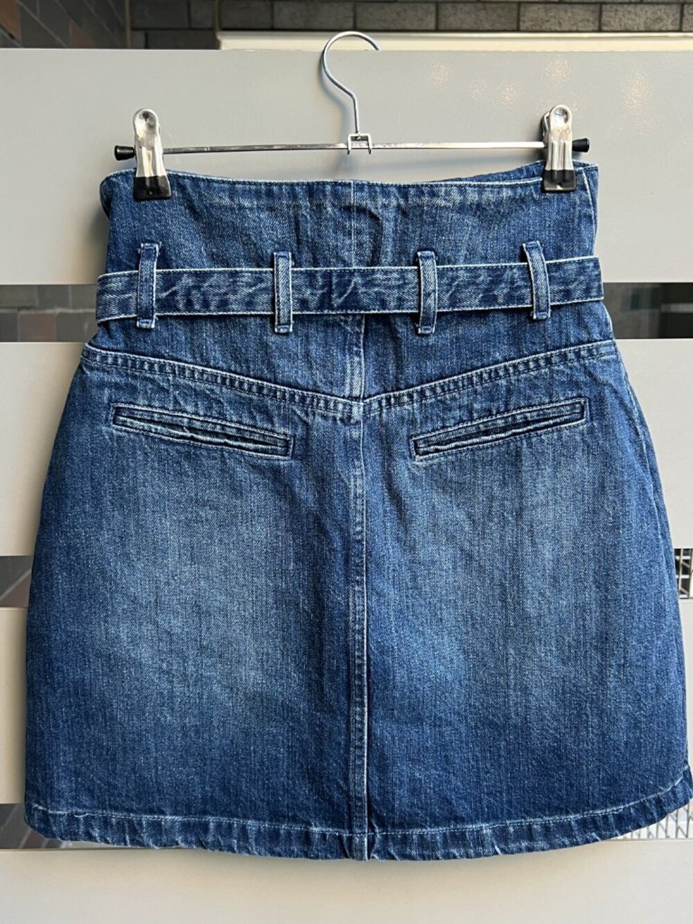 The Kooples Western Double Buckle Denim Mini Skirt Size S - Picture 4 of 7